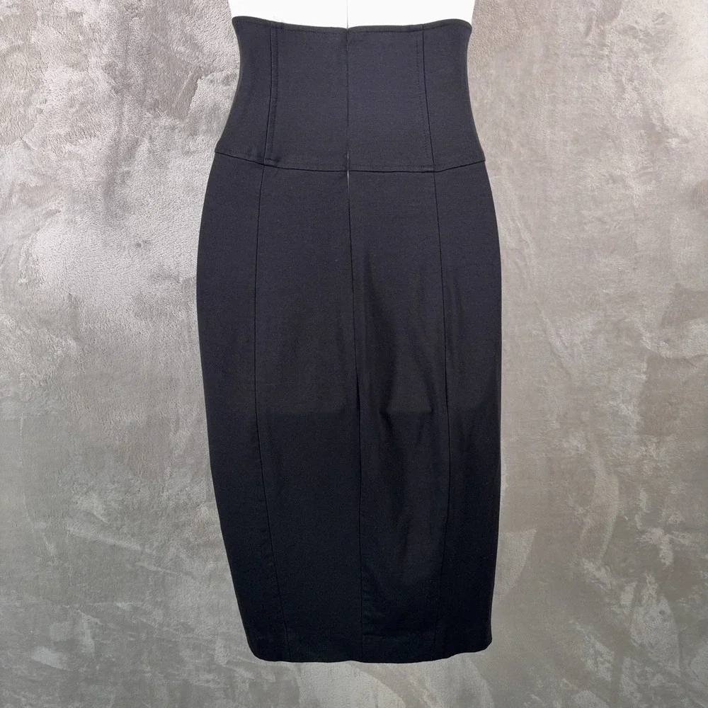 CACHE Dress Womens Size 6 White Black Colorblock‎ Ruffle Sheath Cocktail